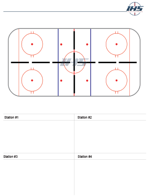 Ice Hockey Drill Sheet with Four Stations to Download and Print