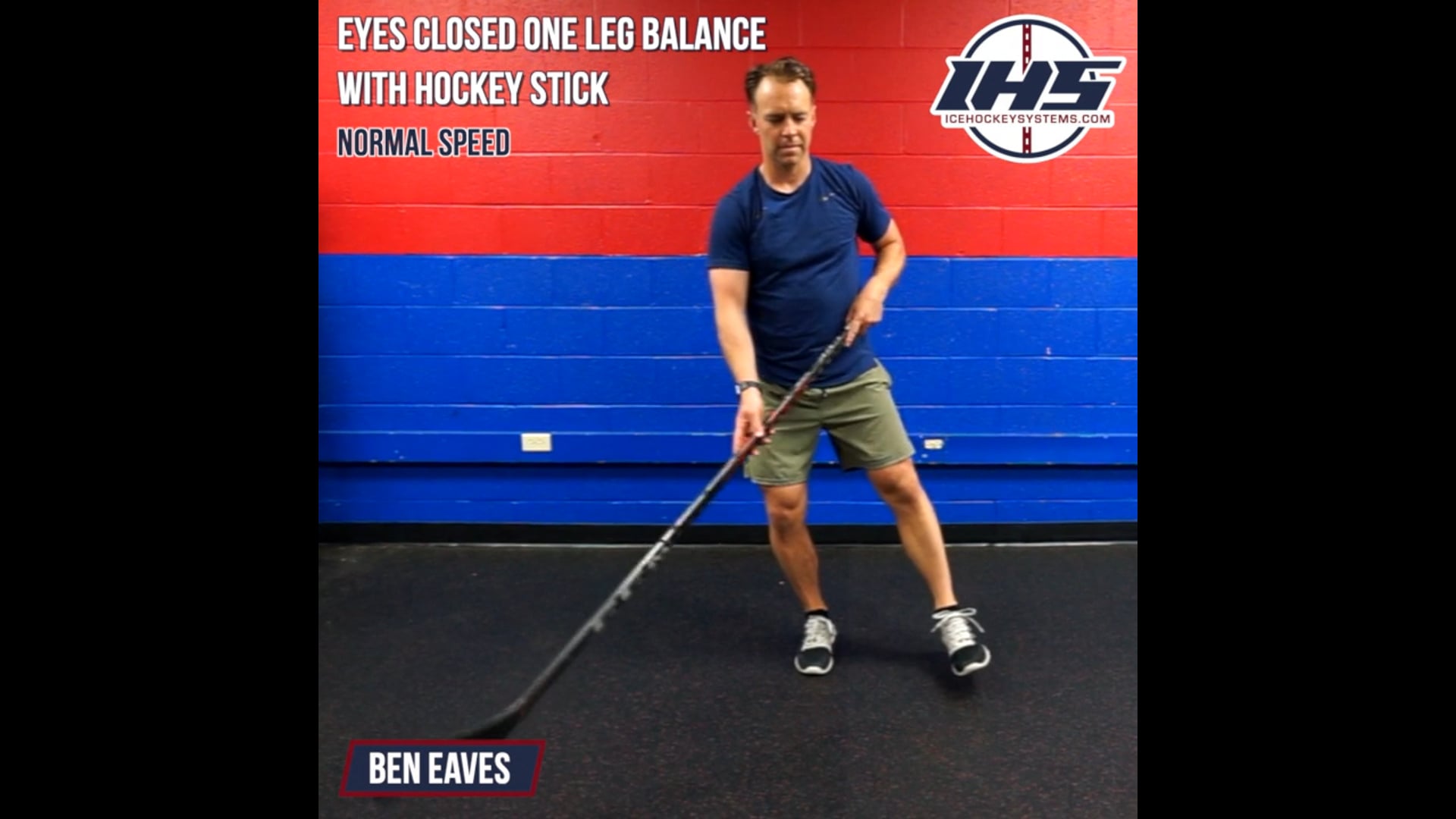 Eyes Closed One Leg Balance With Hockey Stick